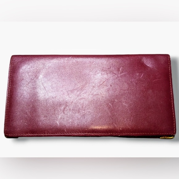 Cartier | Must De Cartier Burgundy Leather "Double C" Logo Long Bifold Wallet - Picture 2 of 11